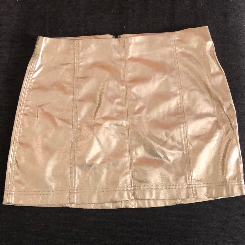 Rose gold mini skirt with iridescent glitter